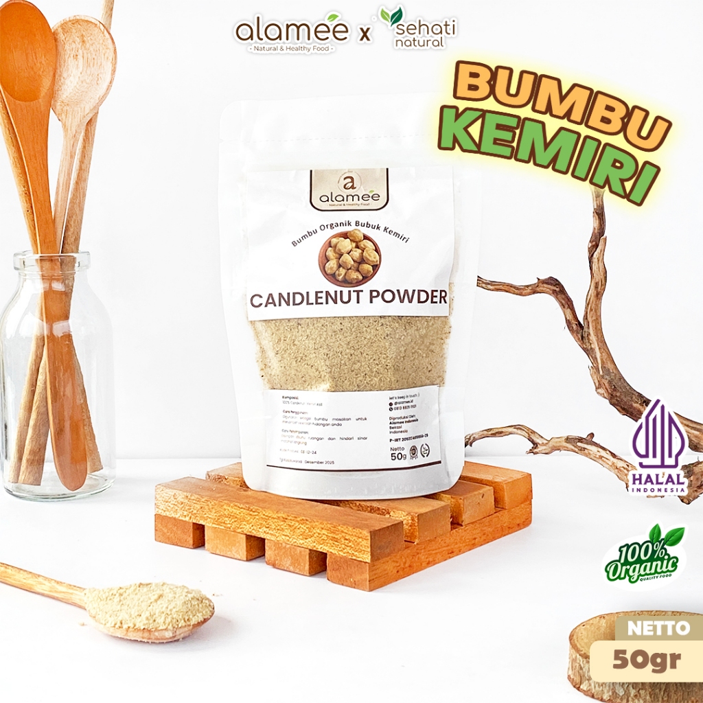

ALAMEE Kemiri Bubuk Candlenut Seasoning Powder Bumbu Dapur Organik Masak Murni Tanpa Campuran 50g