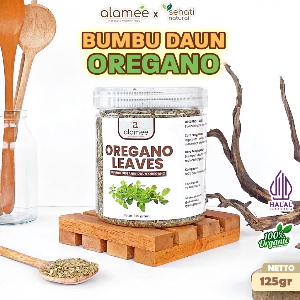

ALAMEE Oregano Kering Dried Leaves Flakes Garnish Murni Asli Tanpa Campuran Bumbu Masak Dapur 125g