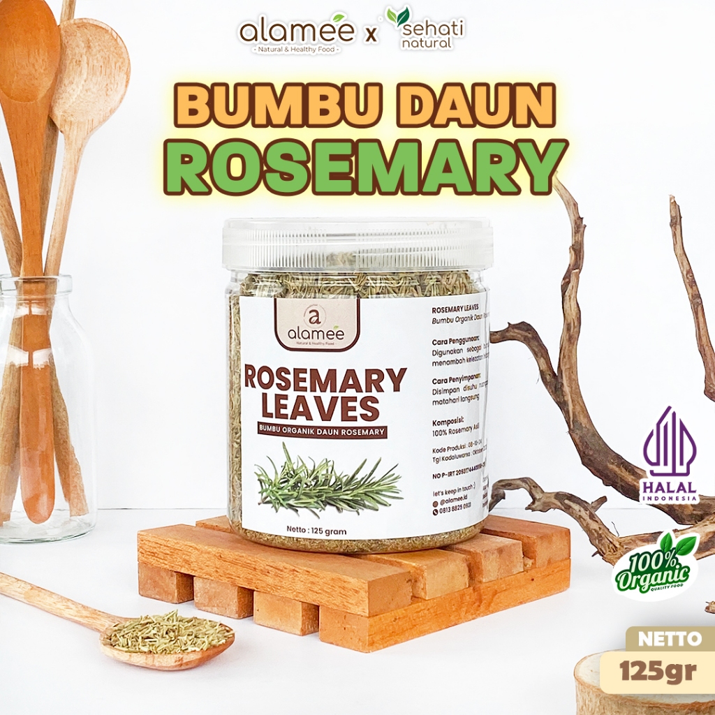 

ALAMEE Daun Rosemary Kering Dried Leaves Garnish Murni Asli Tanpa Campuran Bumbu Masakan Dapur 125g
