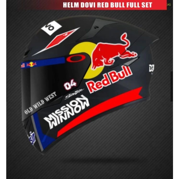 STIKER HELM REDBULL DOVI FULL SET / FULL FACE / HALF FACE