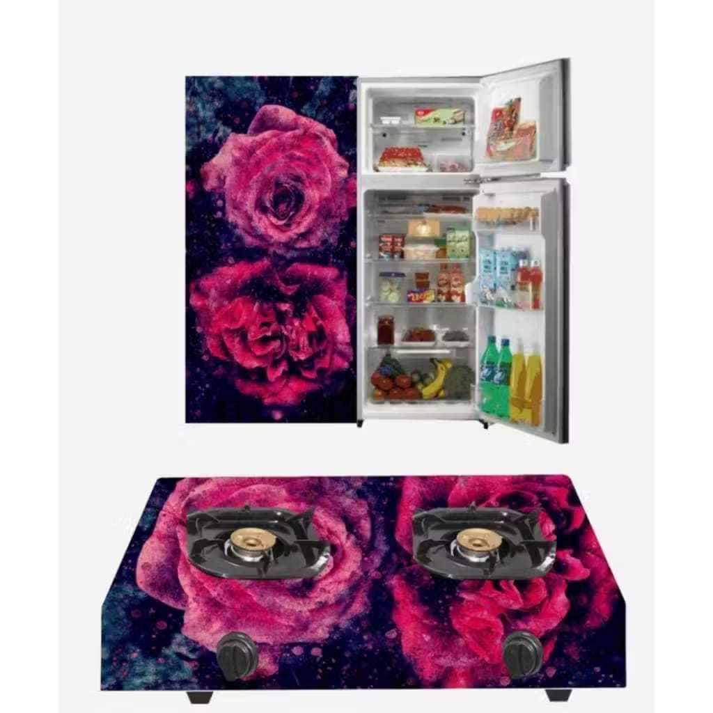 STIKER KOMPOR KULKAS MOTIF BUNGA2