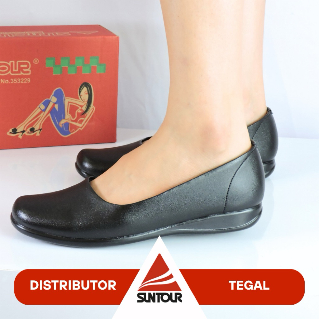 SUNTOUR DISTRIBUTOR - MPT 219 HITAM Sepatu Pantofel Wanita Polos Hitam 100% Original