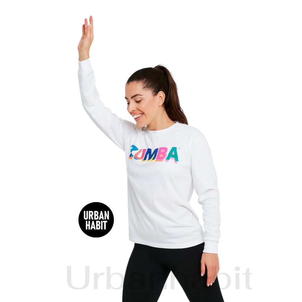 Kaos Senam Zumba Lengan Pendek Lengan panjang Warna Putih Wanita Olahraga Zumba Ringan Nyaman Dipaka