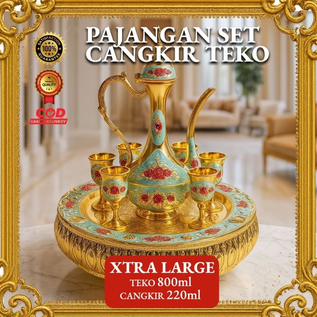 Teko Arab Aladin Turki set 7 Gold Ornament set gelas kendi