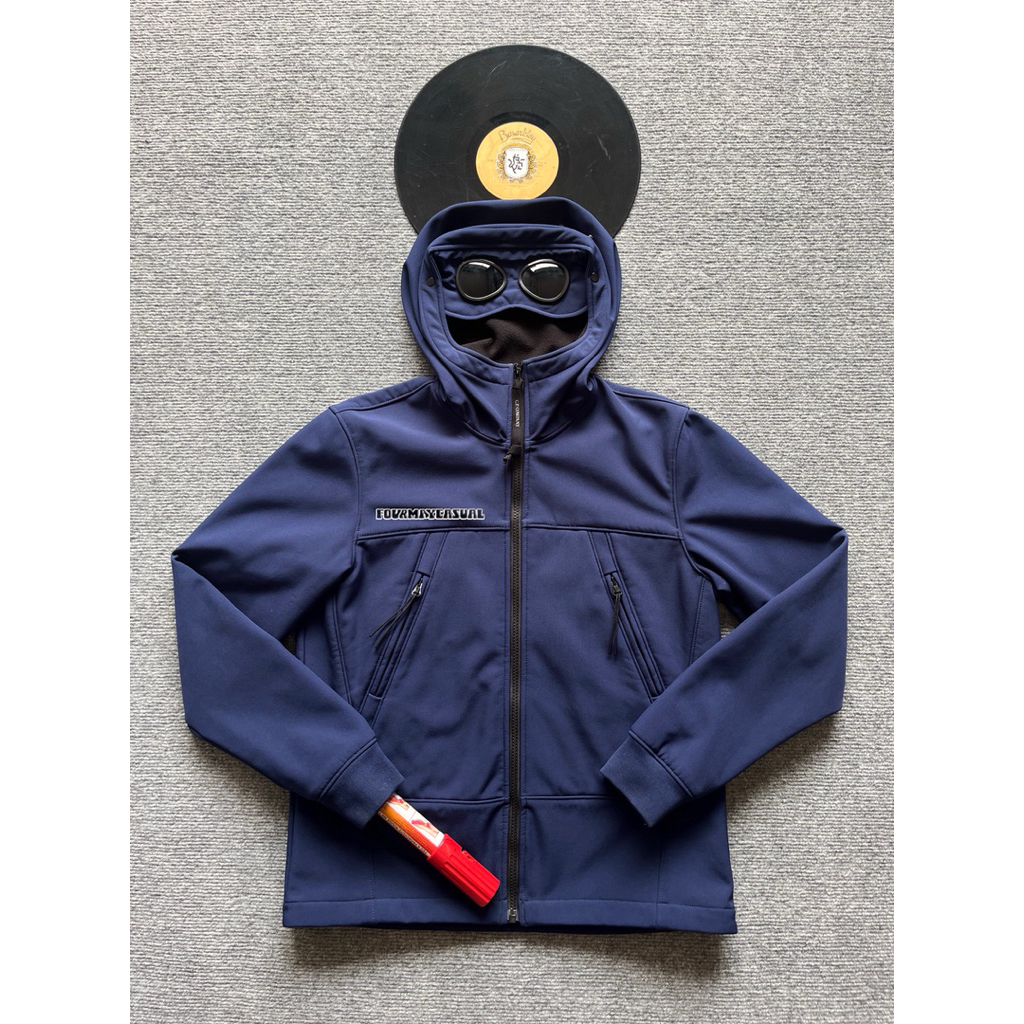 CP Company Royal Blue Soft Shell Goggle Jacket