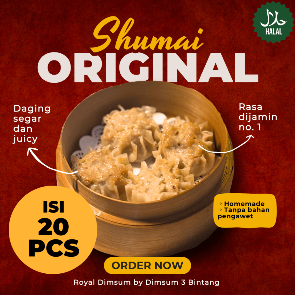 

Dimsum Shumai Original Isi 20 pcs | GROSIR DIMSUM BANDUNG | HALAL | FROZEN | DIMSUM 3 BINTANG