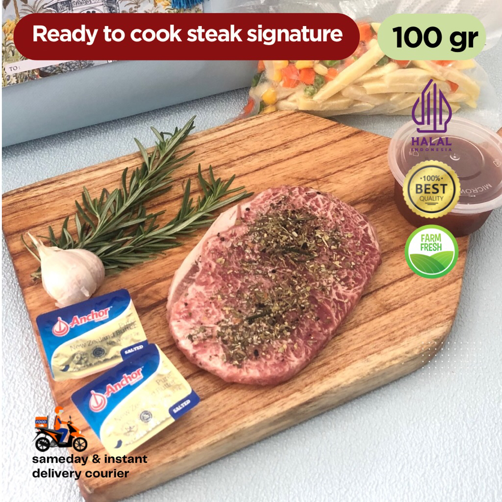 

100 gr Australian Steak Siap Masak HALAL Steak meltique Marinasi Daging Sapi Meltic Ready to cook steak tenderloin