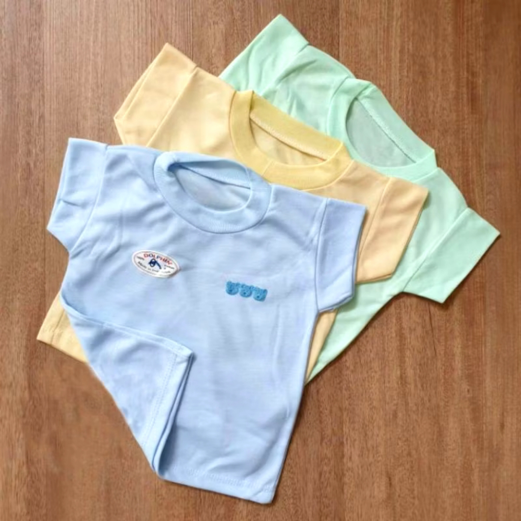Kaos Oblong Bayi Polos Dolphin | Baju Atasan Bayi 0-6 Bulan
