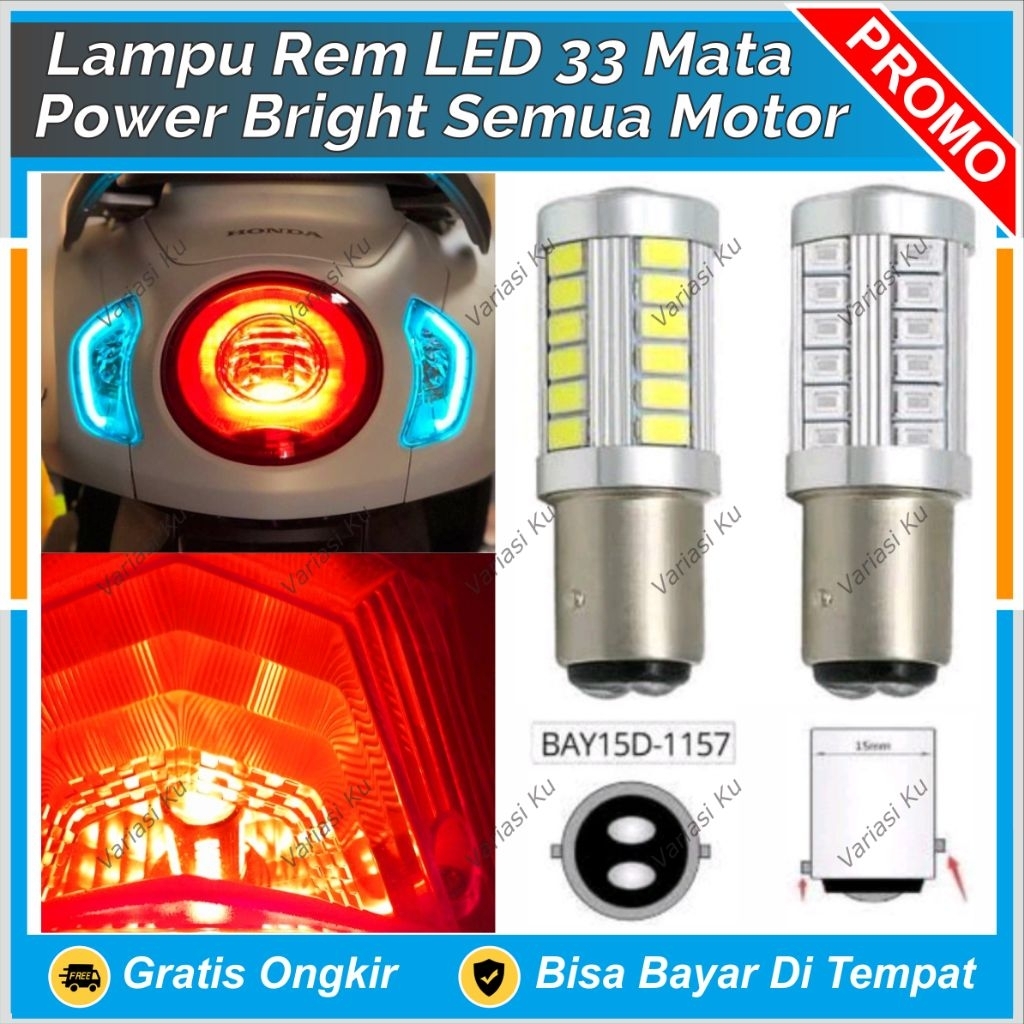 LAMPU REM MOTOR MOBIL LED KEDIP FLASH STOP LAMP 33 MATA CANBUS NO ERROR AVANZA XENIA ERTIGA INNOVA K
