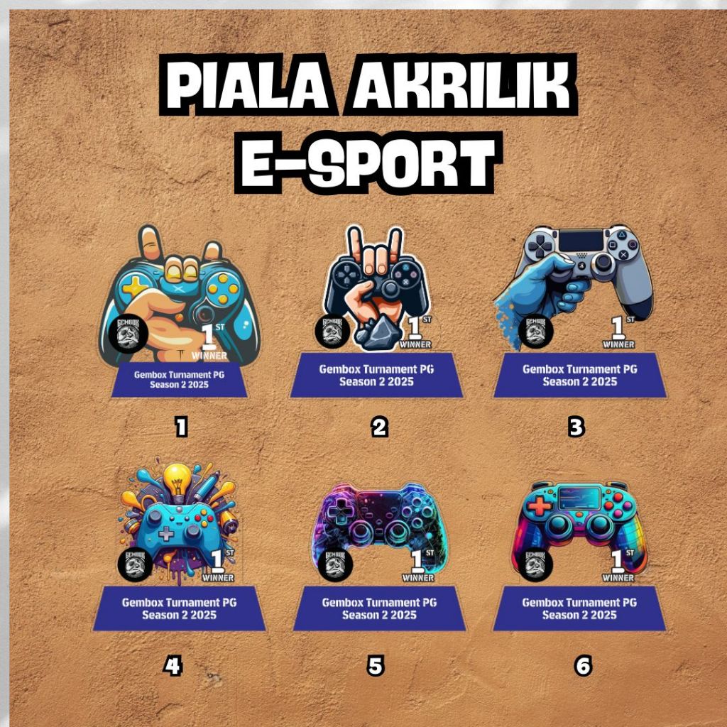 Piala E Sport Akrilik Custom | Plakat Gamer Akrilik Piala PES