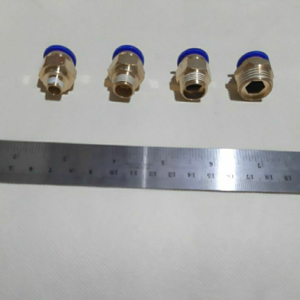 MPC 12 mm Fitting Lurus / Soket Lurus Pneumatic Slip Lock Drat Luar M5, 1/8, 1/4, 3/8, 1/2 Inch Slip