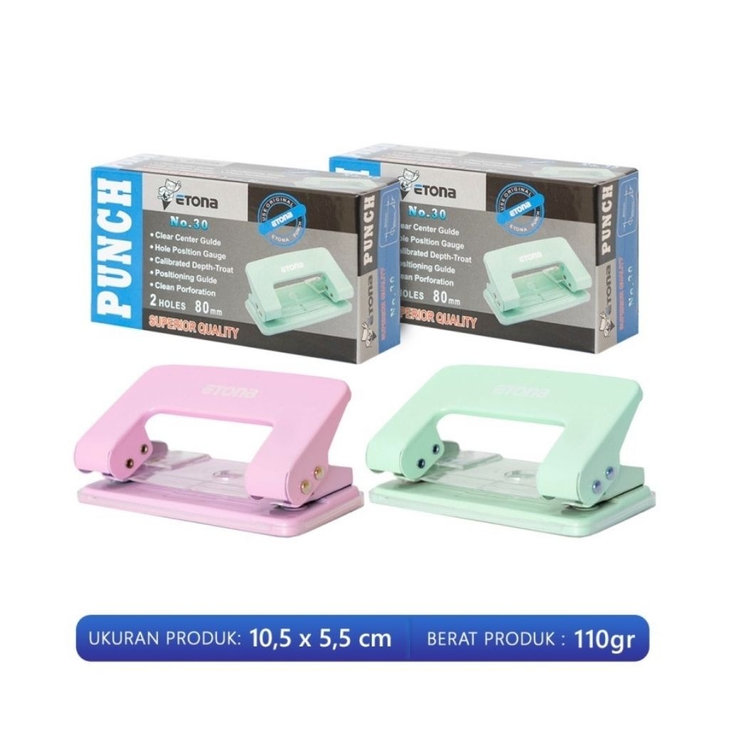 

Alat Pembolong Kertas / Pelubang Kertas 2 Lubang / Perforator Punch Etona No .30 Diameter 80 mm / PB EDUKASI ANAK - PBNB