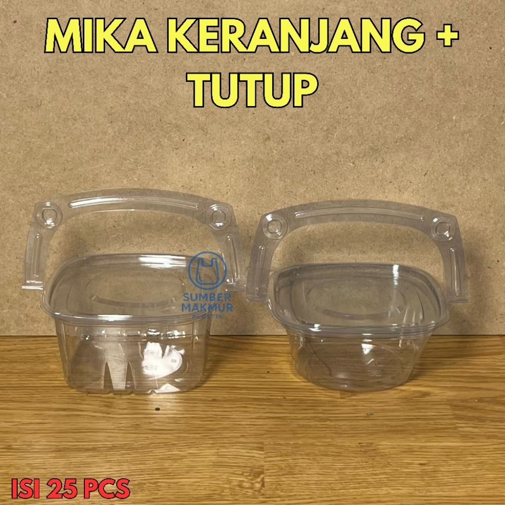 Mika Keranjang + Tutup / Mika Dessert / Mika Agar / Mika Gagang / Mika Tray / Mika Unik Isi 25 Pcs