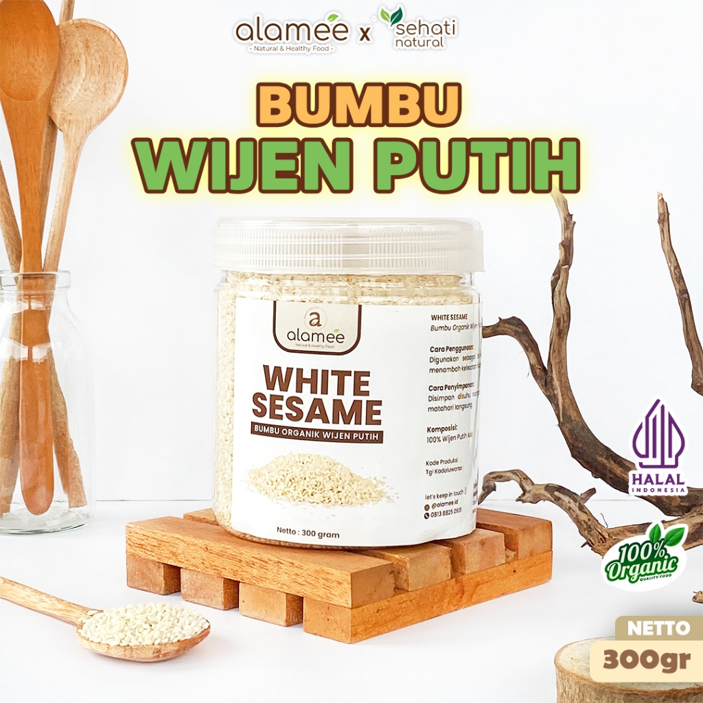 

ALAMEE Wijen Putih White Sesame Seed Bumbu Dapur Organik Masak Rempah Tanpa Campuran Seasoning 300g