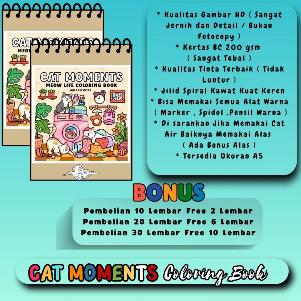 

Buku Mewarnai CAT MOMENTS Meow Life Coloring Book HD Kertas Tebal 200 gsm Gambar Jernih Bagus Untuk Semua Usia
