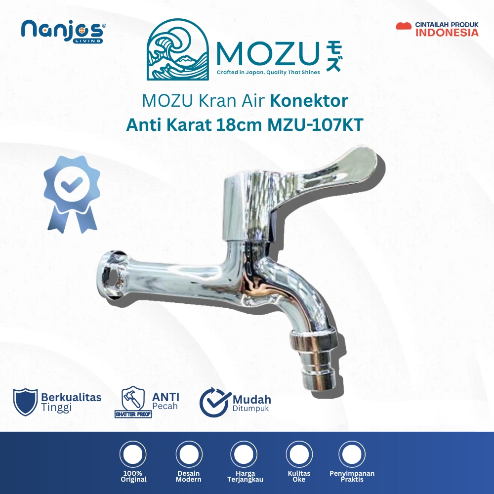 MOZU - Keran Kran Air Taman Tembok Kamar Mandi Engkol MZU-107KT Panjang Konektor Selang Anti Karat