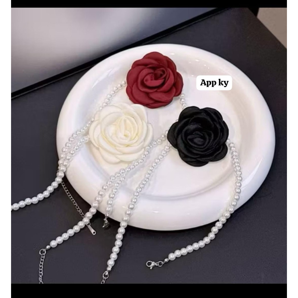 Kalung Coker Mutiara Mawar Fashion