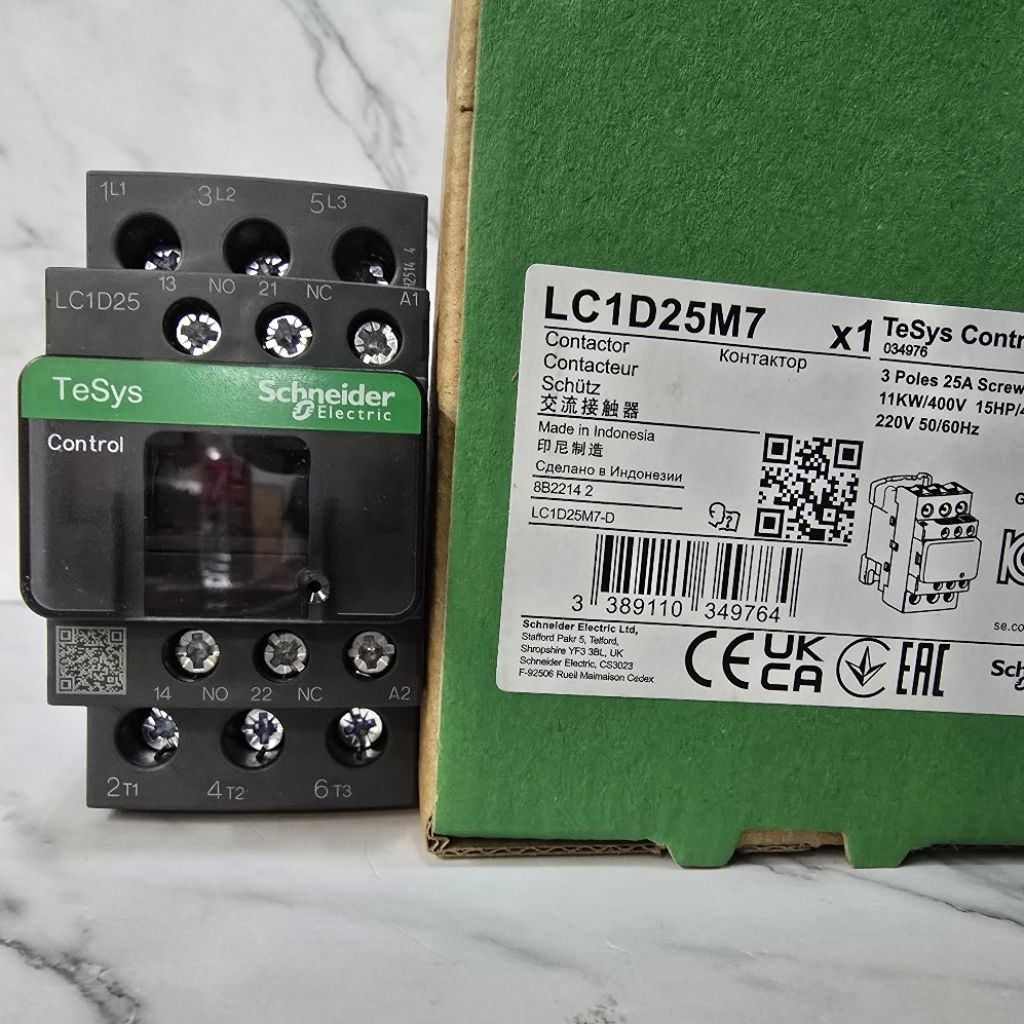 LC1D25M7 Kontaktor Contactor 3Phase 25A 11KW 220VAC SCHNEIDER