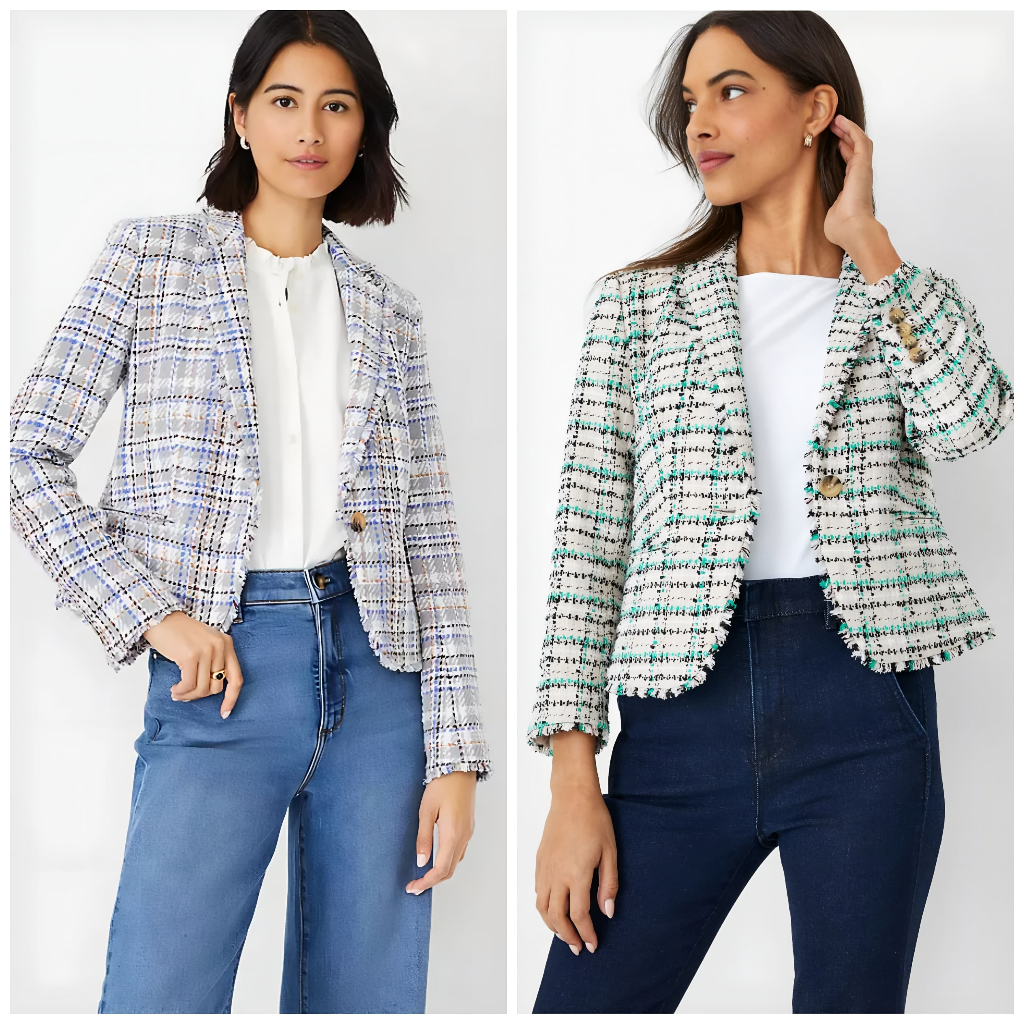 Blazer Ann Taylor Newbury Blazer In Plaid Tweed Blazer