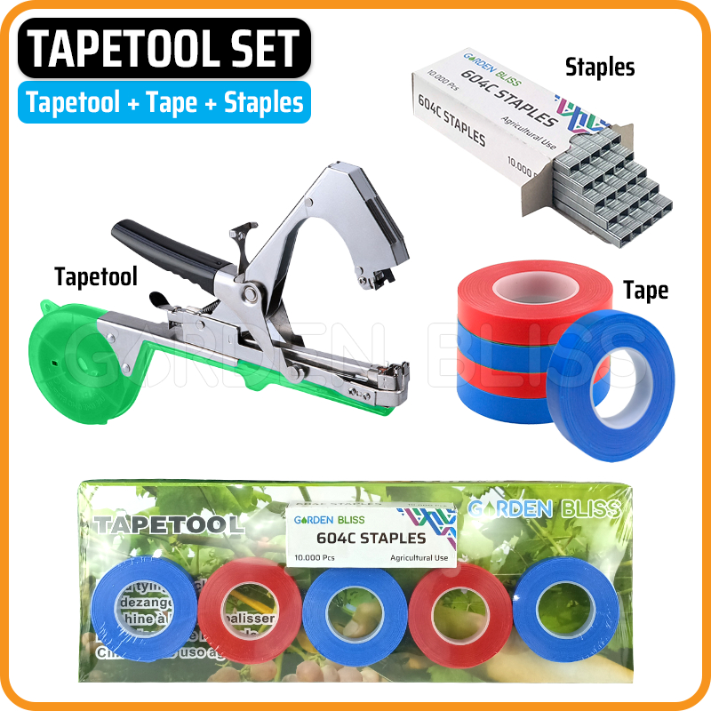 Tapetool Starter Kit Alat Ikat Tanaman Tapetool Lengkap dengan Pita dan Staples untuk Pertanian / Bu