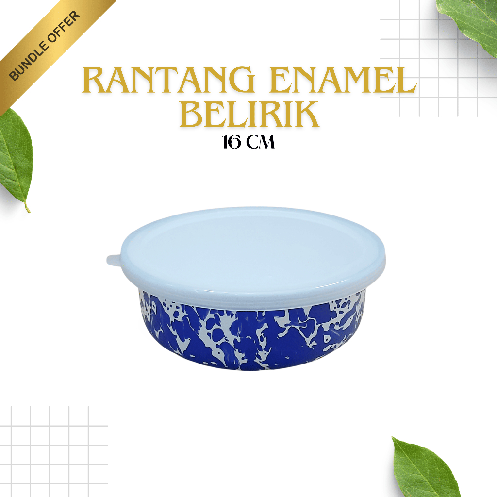 Mangkuk Rantang Enamel Motif Blirik + Tutup Murah / Mangkok Rantang Enamel / Mangkok Motif Blirik Mu