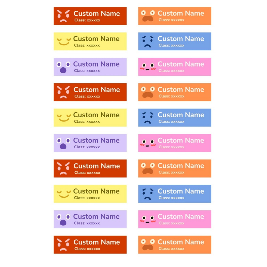 

Emoji themed - Stiker Nama Custom Multicolor (20/PACK) | Label Stiker Alat Tulis dan Buku Pelajaran Kustom