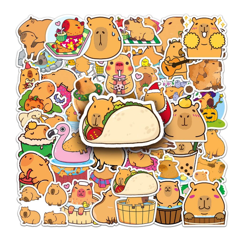 

50 Lembar Stiker Kapibara - Desain Tidak Ada yang Sama (Unik & Tidak Berulang)