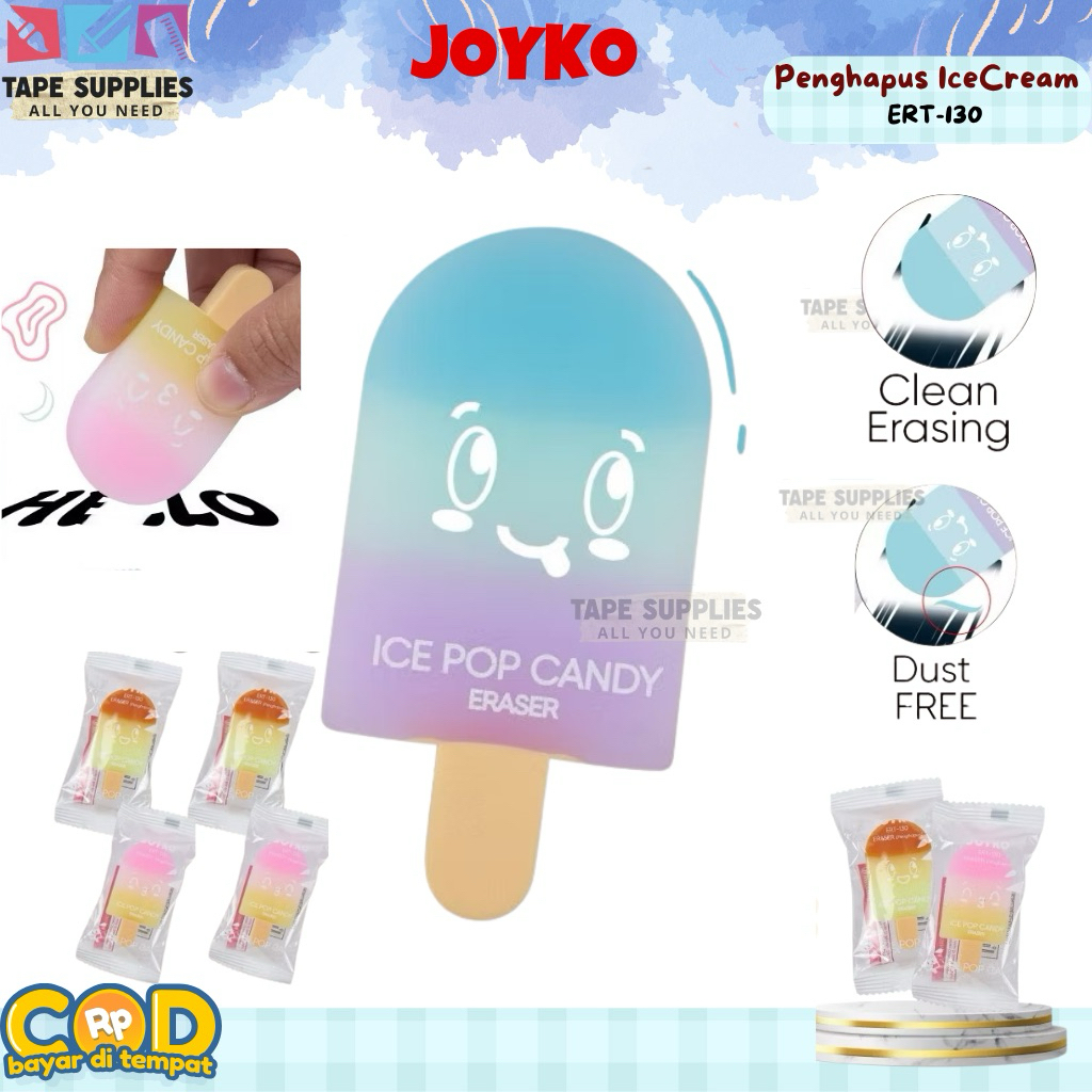 

(3/6/12 PCS) Penghapus Joyko ERT-130 Pop Ice Candy Warna Pastel – Bersih, Bebas Debu, Elastis