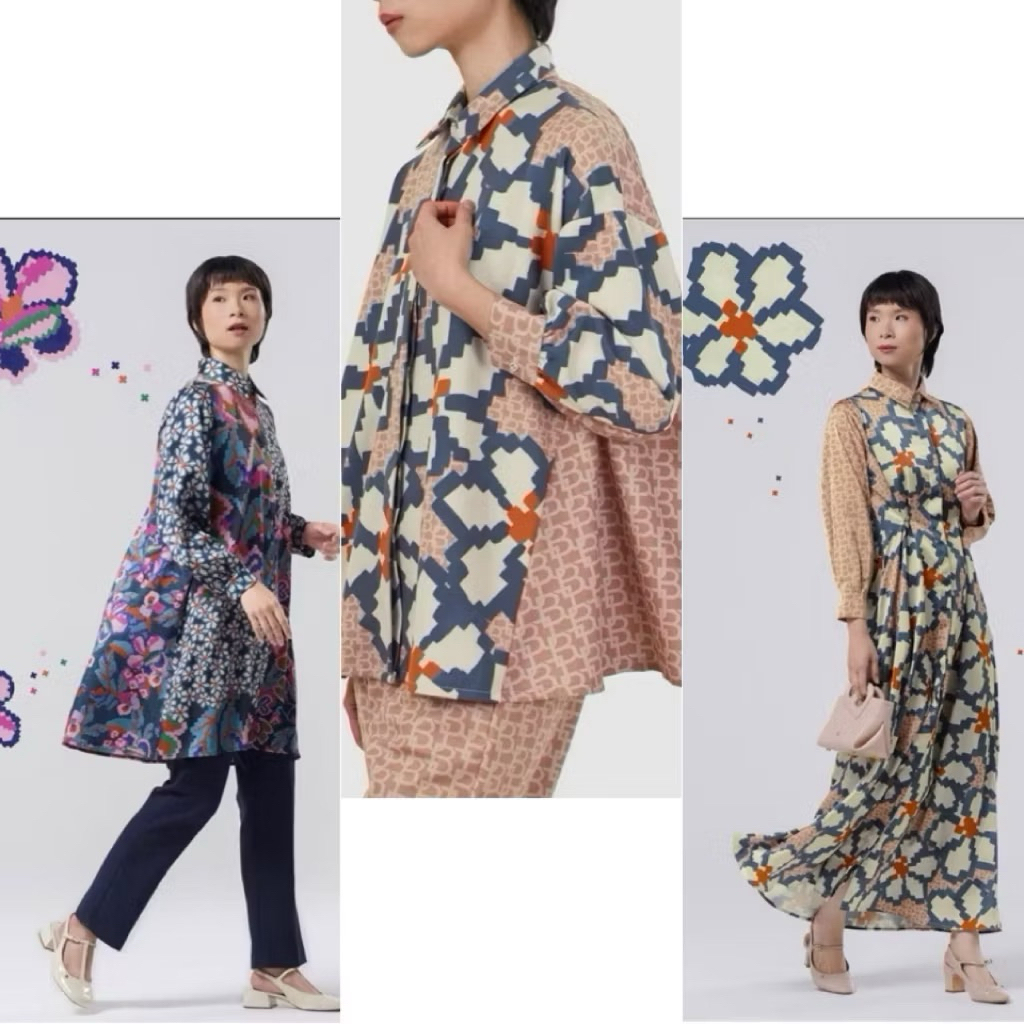NEW Cek Deskripsi‼️Benang Jarum BJ Eclora oversized Tunic Dress daylilies(Harga split 300 utk OverSi