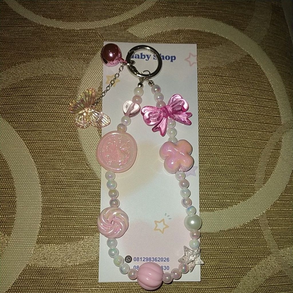 Gantungan Kunci/phone Strap/ gantungan HP Pink Aesthetic
