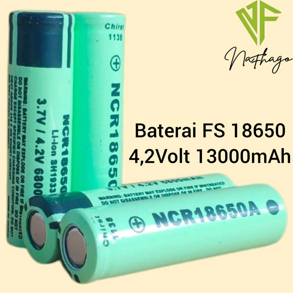 Baterai Charger Atau Baterai Cas Li-ion 18650 Hijau Muda NCR 3,7Volt-4.2Volt 6800mAh Isi 4 pcs