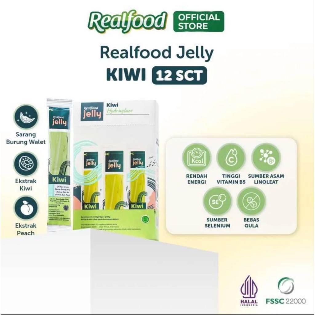 

Realfood Jelly Kiwi Sarang Burung Walet dengan Omega 3, Omega 6, Vitamin B3, dan B5 isi 12 pcs