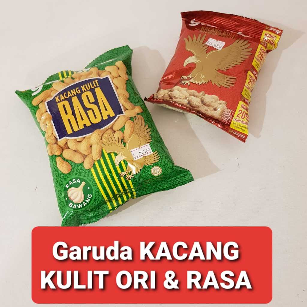 

GARUDA Kacang KULIT Garing 50+10 gr / GARUDA Kacang KULIT RASA 180 gr / Kacang KULIT Garuda