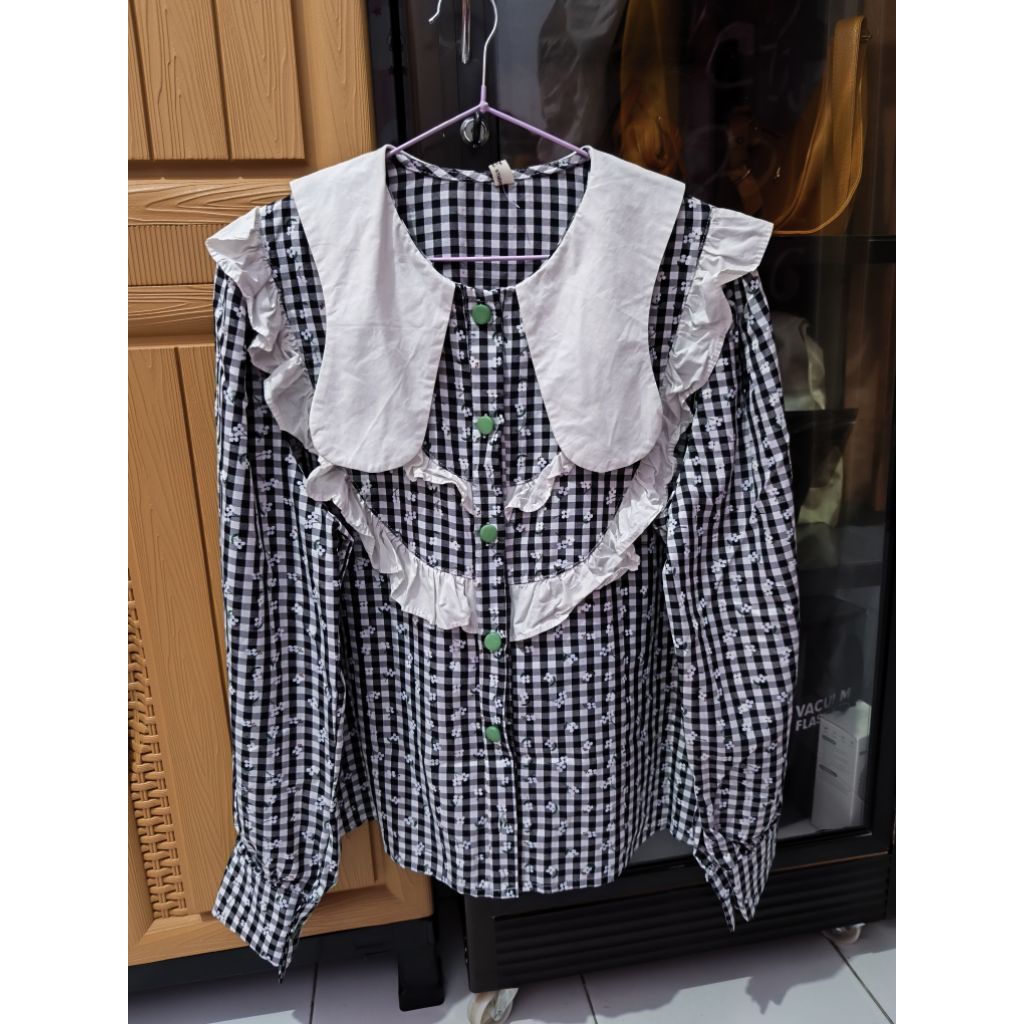 Preloved blouse kotak sailor