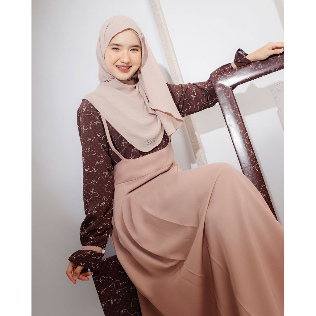 Kumi Dress by JILBRAVE Size M Brownish Peach | JILBRAVE Kumi Overall Cute Coquette Gamis – Inner Mot