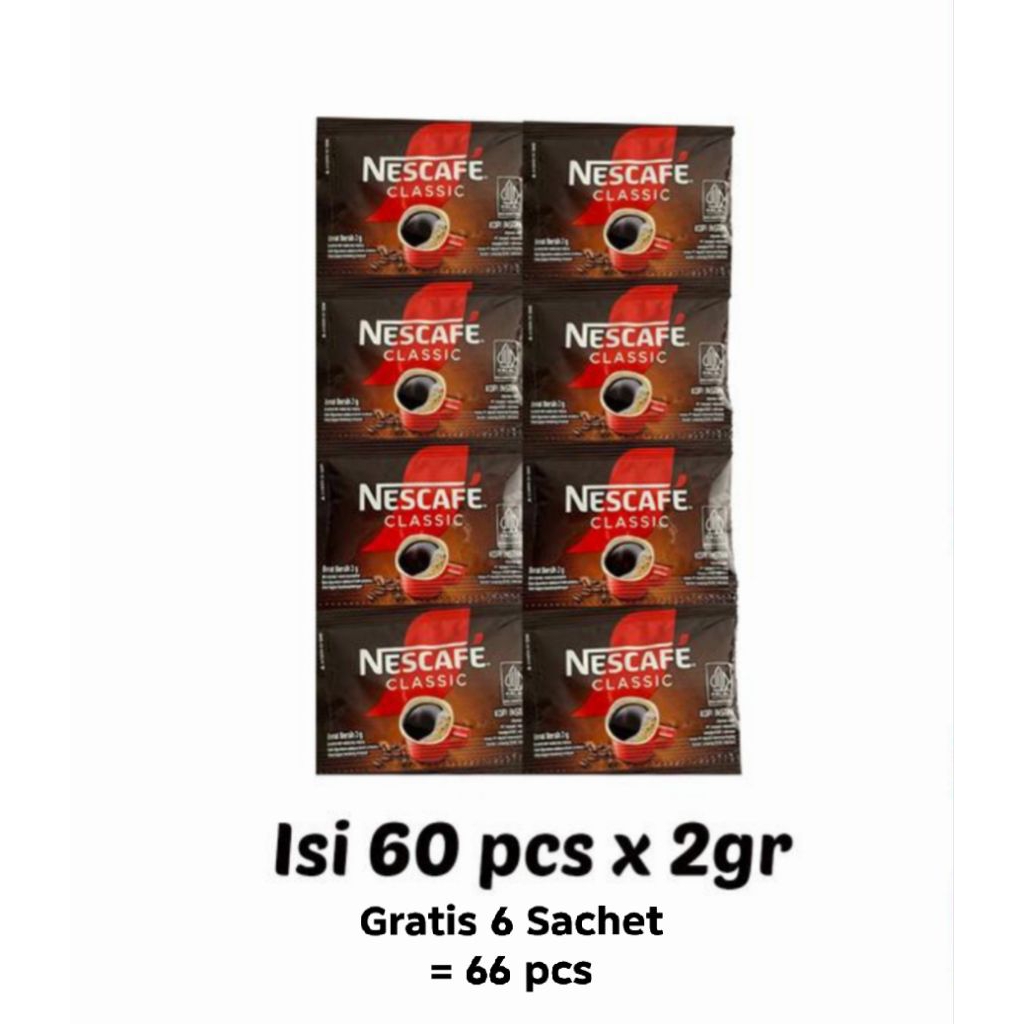 

PROMO!!!Nescafe Classic Sachet 2 gr 1 Pack Isi 66 Pcs/Sachet