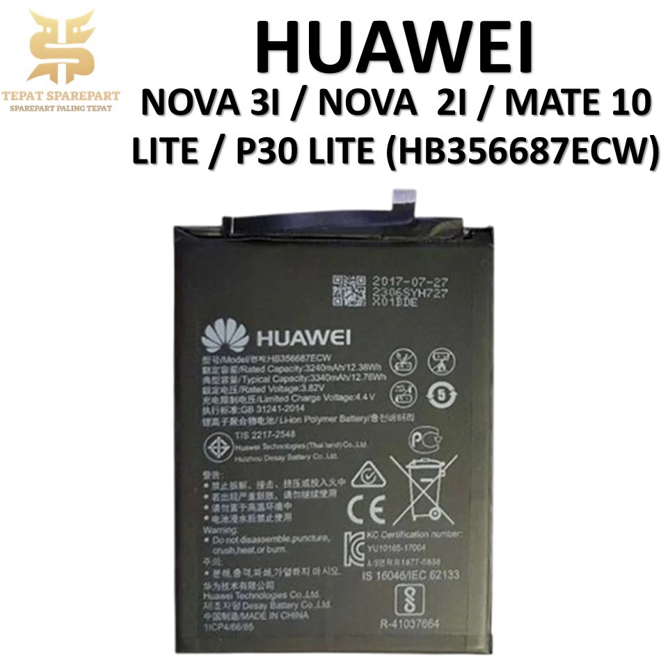 BATERAI HB356687ECW NOVA 3I / NOVA  2I / MATE 10   LITE / P30 LITE  Batre Batrai Baterai ORIGINAL 10