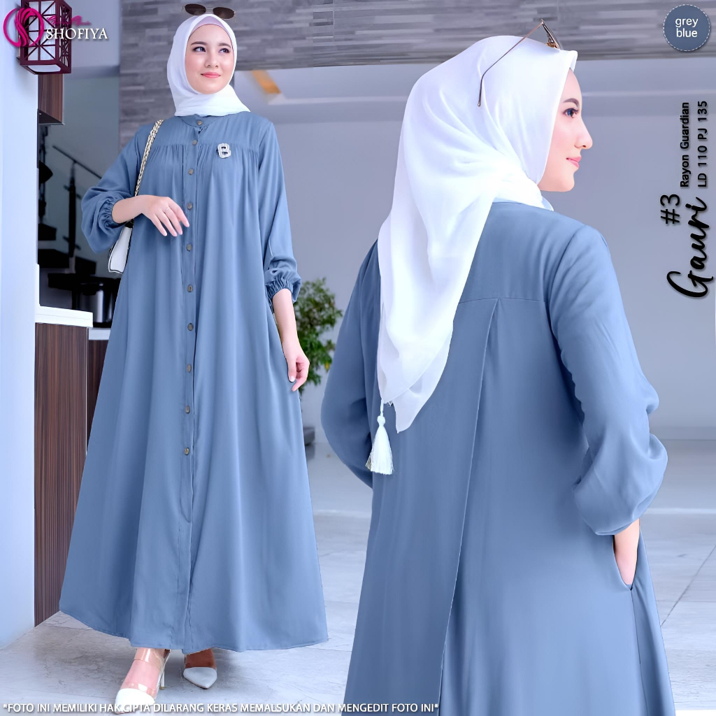 Sinar Mentari Busana Gamis Gauri Dress Crinkle Airflow Premium Diamond Maxi Busui