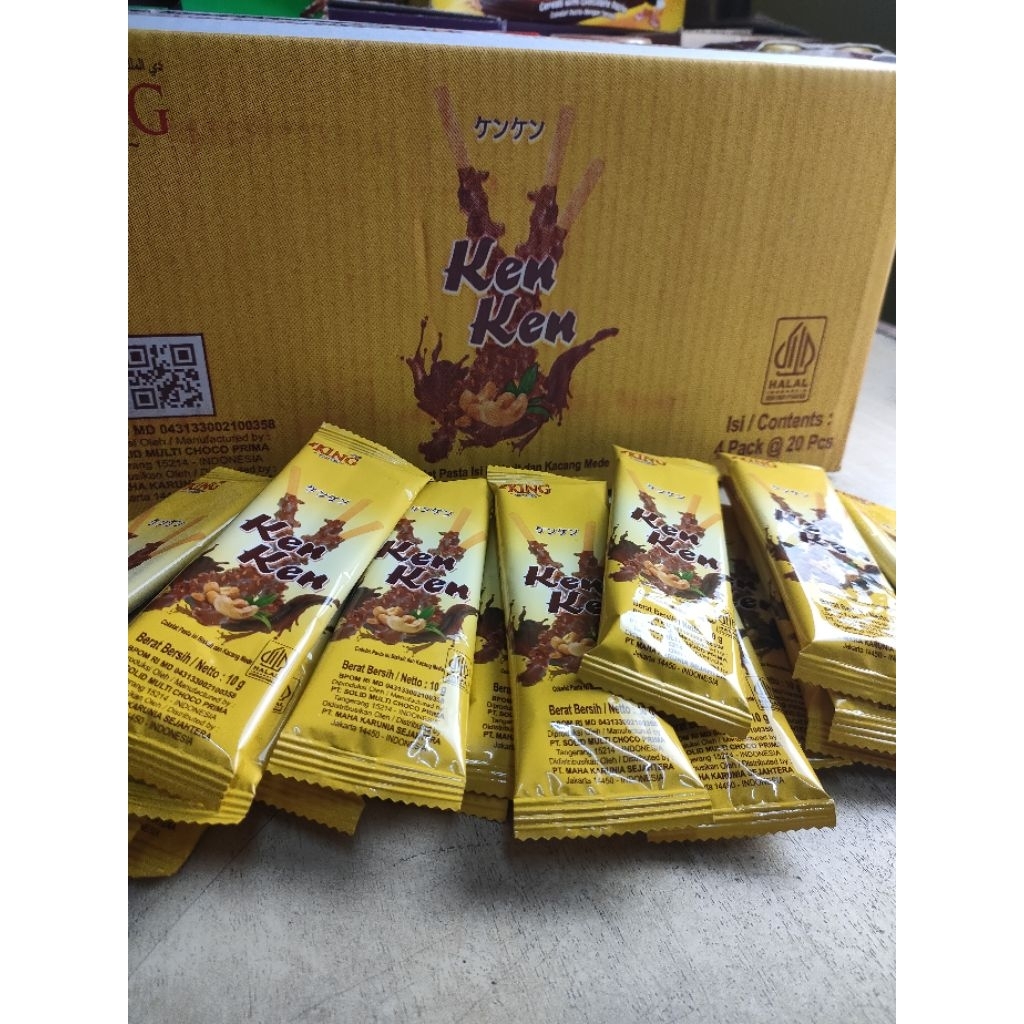 

Ken Ken 1Dus isi 4pack @20pcs (cokelat pasta isi biskuit dan kacang Mede)