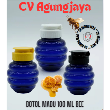 Botol Madu Bee Biru 100 ml  / Botol Plastik / Botol Madu / Botol Madu TJ / Botol Madu Bee / Botol 10