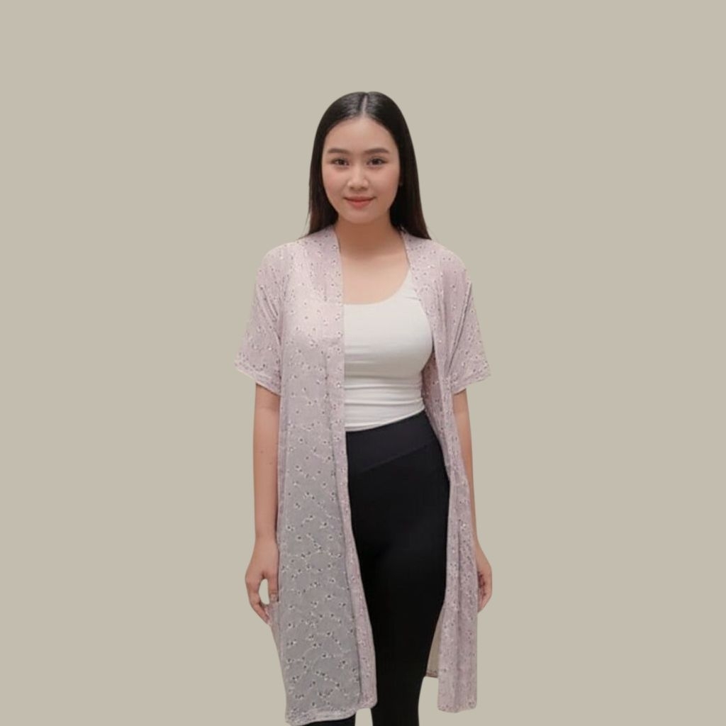 [New] 069 Glenny Outer | Baju Atasan Luaran Panjang Wanita Bunga
