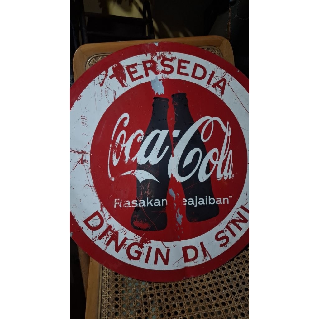 Iklan coca cola Asli copotan jadul antik vintage display lawas kuno 175rb  plat seng berat