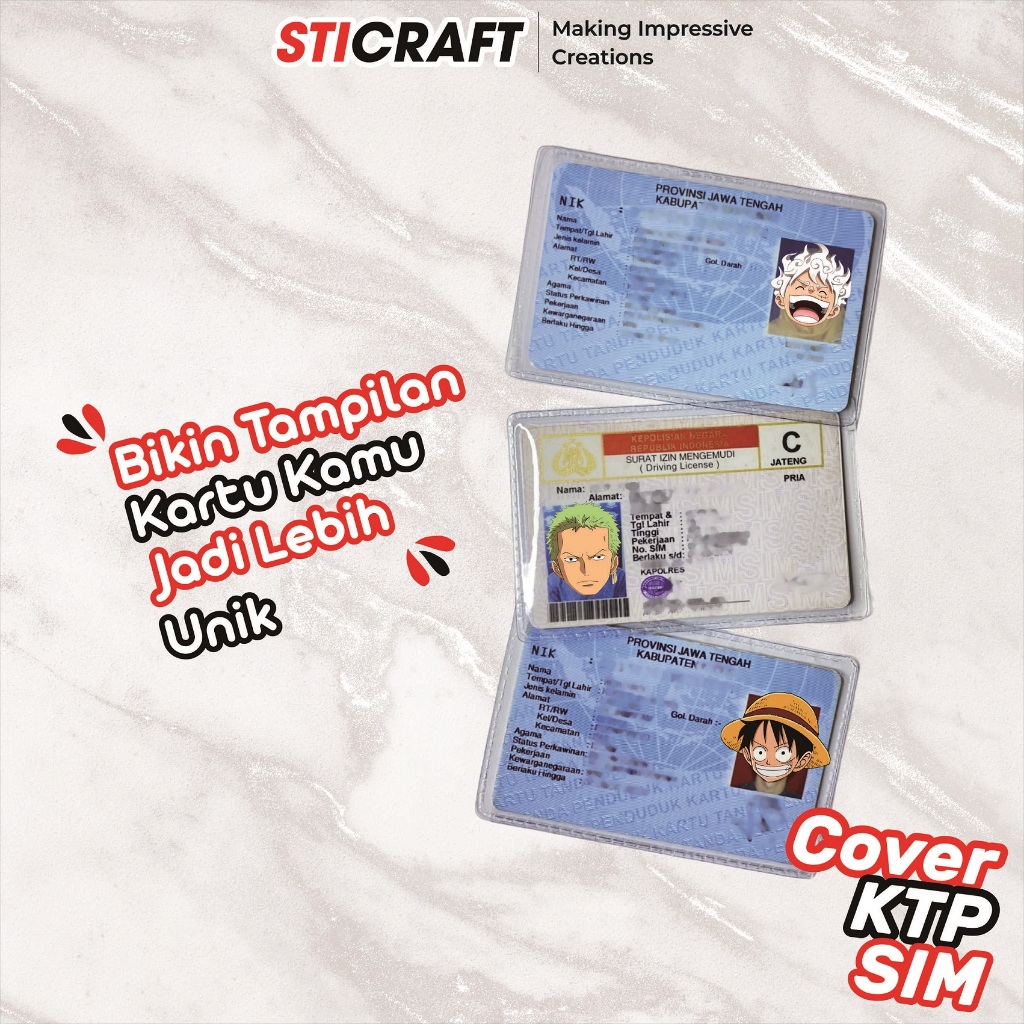 

Cover Kartu KTP SIM Plastik Karakter One Piece Anti Air Pelindung Kartu ID Unik