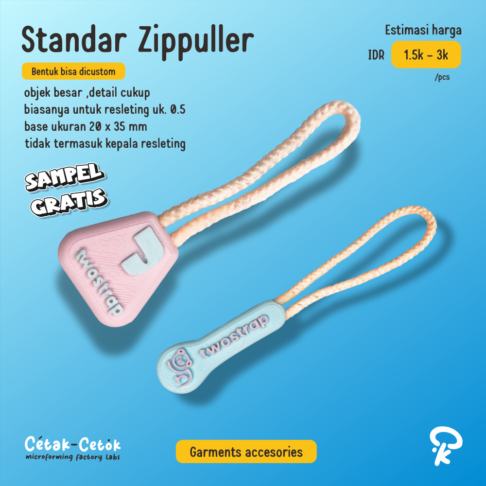 Custom puller Resleting Ukuran Standar Zipper Puller Tarikan Resleting Multicolor Bentuk Bebas Custo