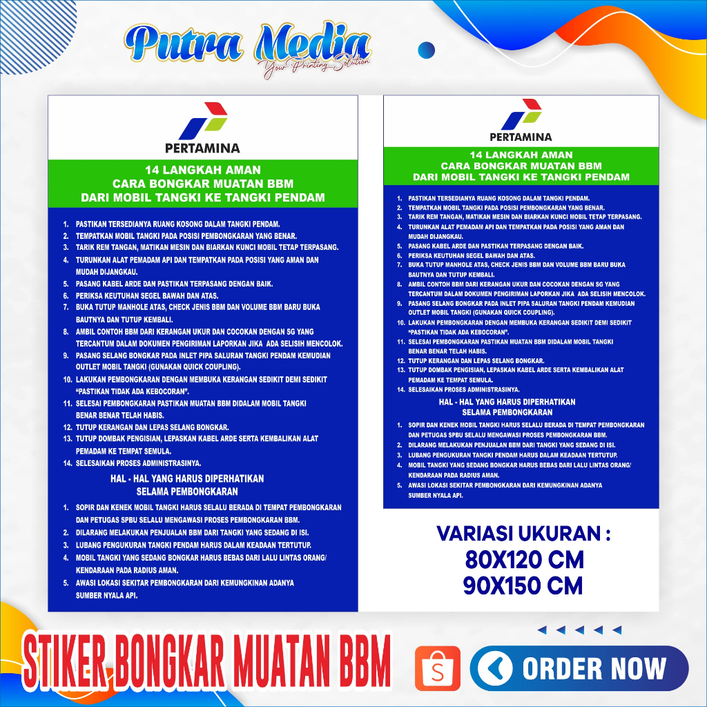 

STIKER TATA CARA BONGKAR MUATAN BBM PERTAMINA SPBU