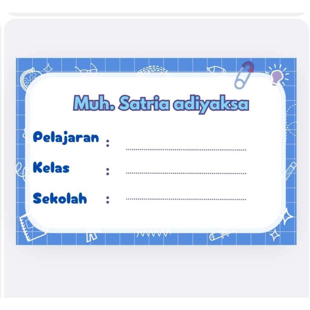 

Label Buku Pelajaran Costum Nama Anak isi 40 - Stiker Mapel Costum Nama isi 40