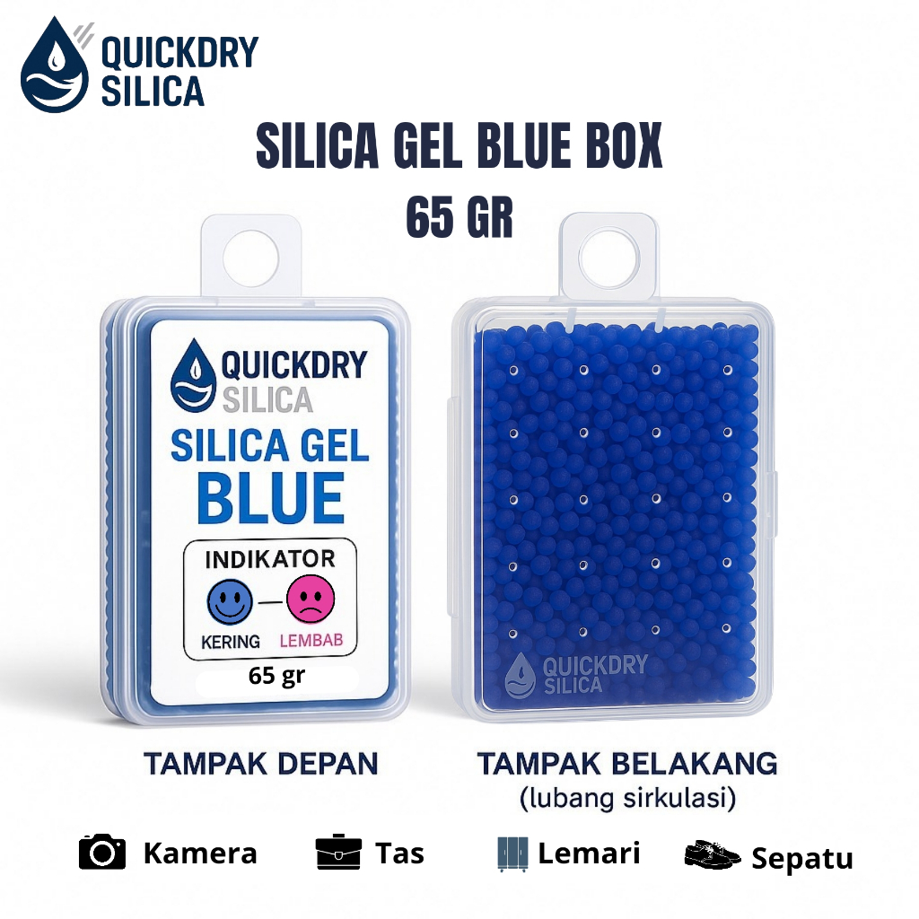 SILICA GEL BLUE 65GR + Indikator Warna / Silica Gel Blue Kamera / Silika Gel Tas dan Sepatu