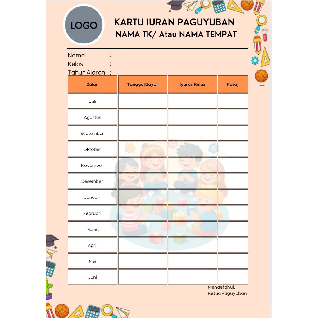 

[ISI 20 pcs] Kartu spp bulanan bisa custome bebas