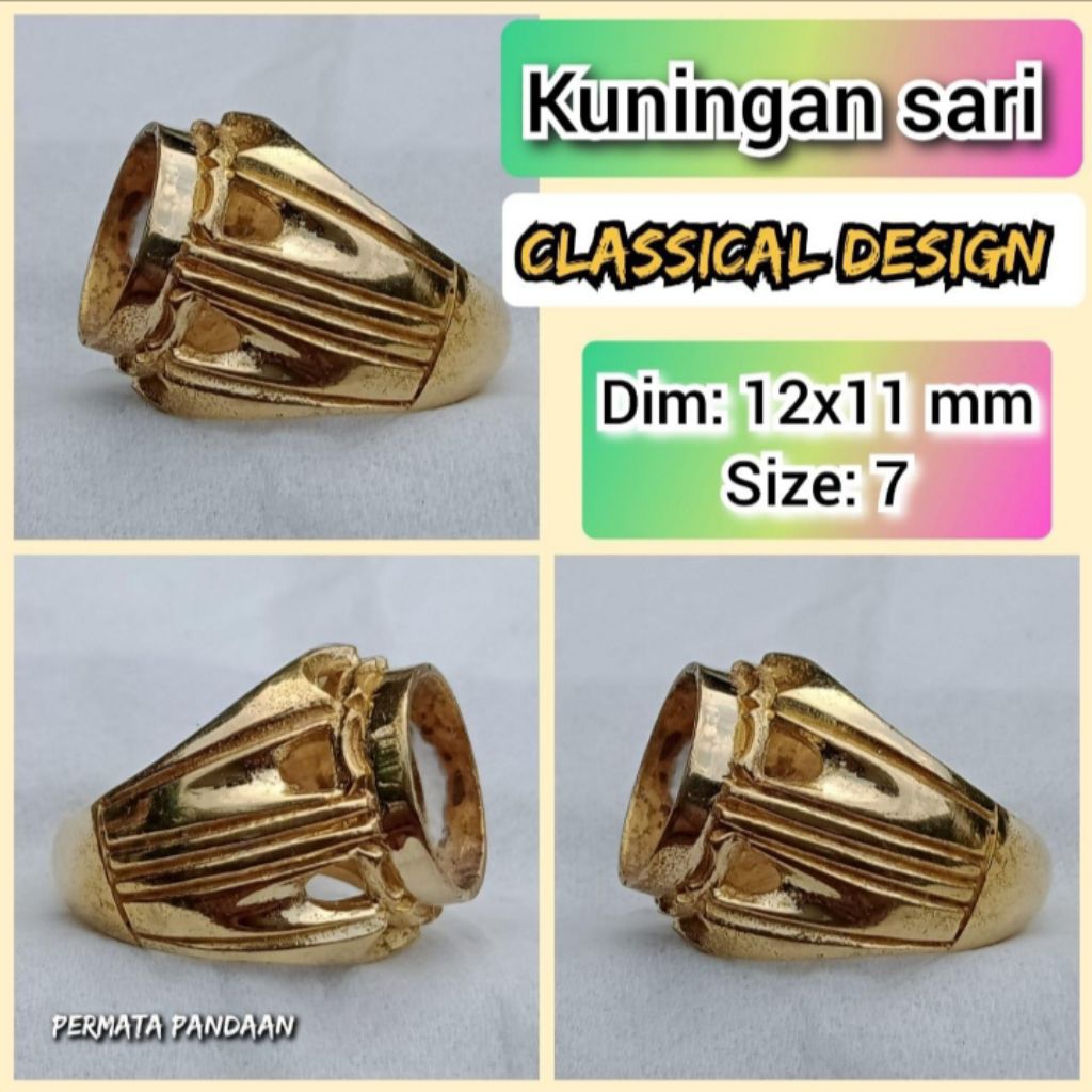 ring emban batu akik dan permata kuningan.33