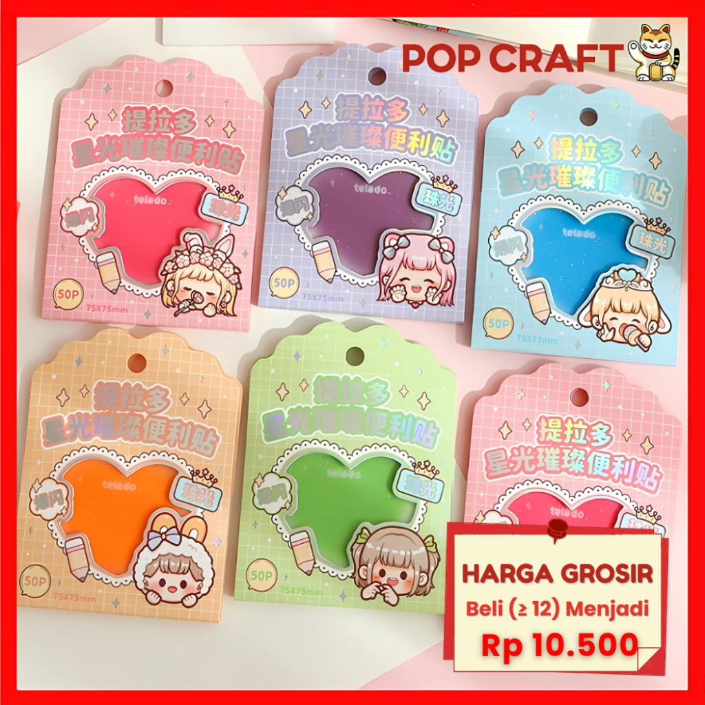 

PC Sticky Notes Transparan Motif Love Memo Notepad Warna Warni Aesthetic Catatan Mini Note TLD158